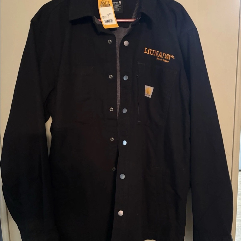 NWT Carhartt Rugged Flex Relaxed Fit Canvas *LIuna*‎ Jacket Blk Sz Lrg Flannel